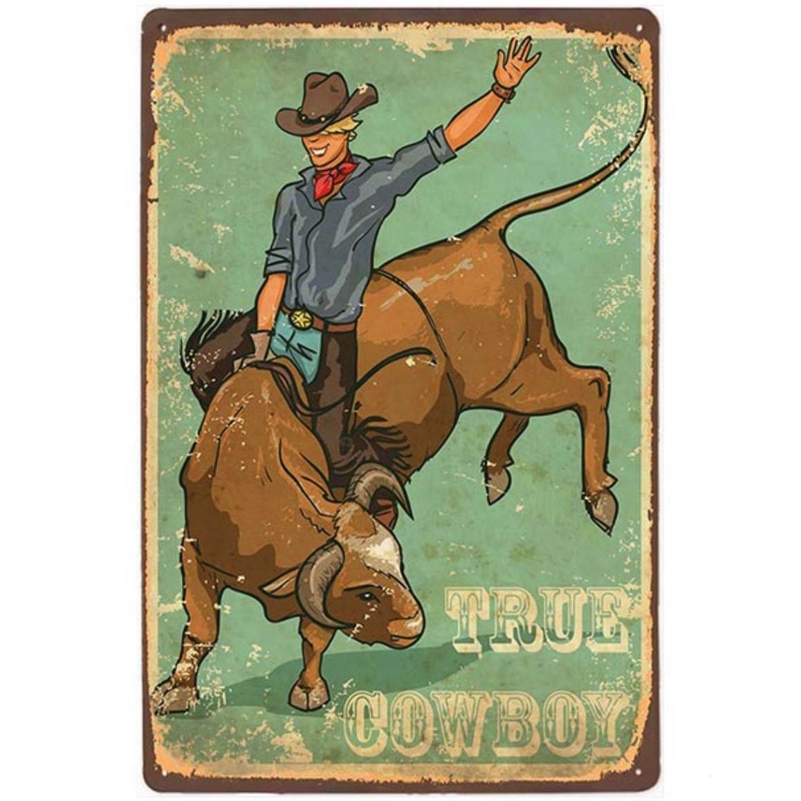 Ægte cowboy metalplade 1 Ægte cowboy metalplade
