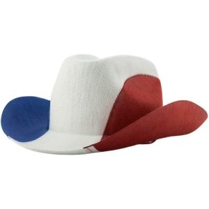 Blå, hvid, rød cowboyhat