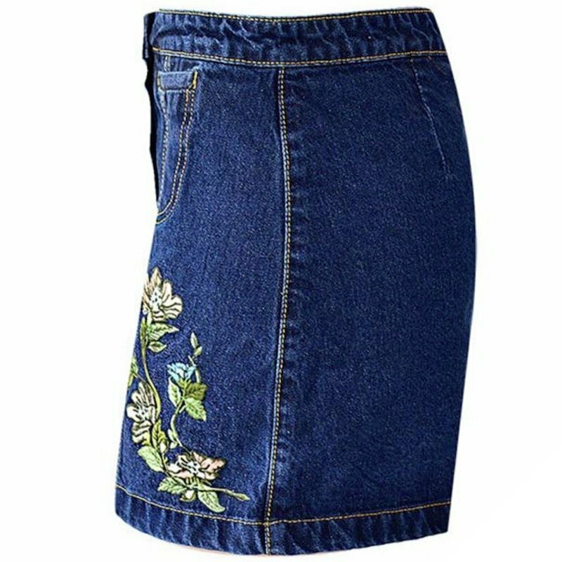 Broderet western-nederdel i denim 2 Broderet western-nederdel i denim