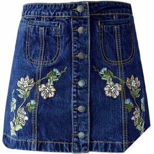 Broderet western-nederdel i denim