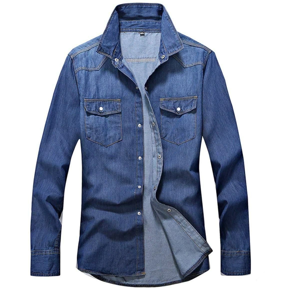 Cowboy mand denim skjorte 1 Cowboy mand denim skjorte