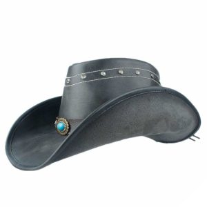 Cowboyhat i sort læder
