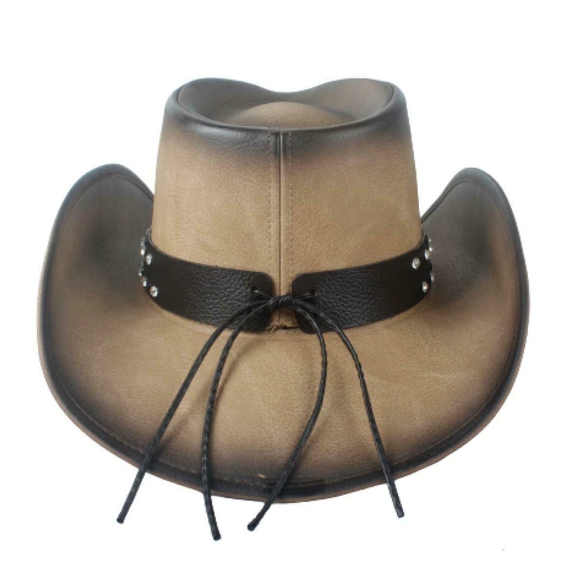 Cowboyhat i tofarvet læder til mænd 2 Cowboyhat i tofarvet læder til mænd