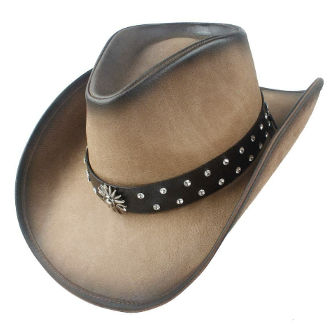 Cowboyhat i tofarvet læder til mænd 3 Cowboyhat i tofarvet læder til mænd