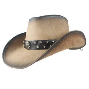 Cowboyhat i tofarvet læder til mænd