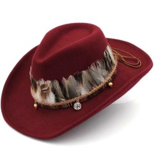 Cowboyhat med fjer fra landet
