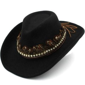 Landlig cowboyhat med fjer