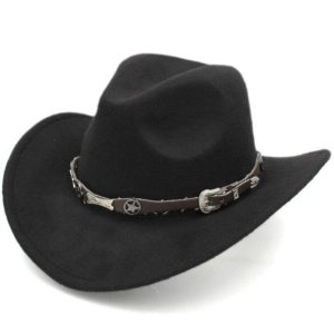 Sort filt-cowboyhat til mænd