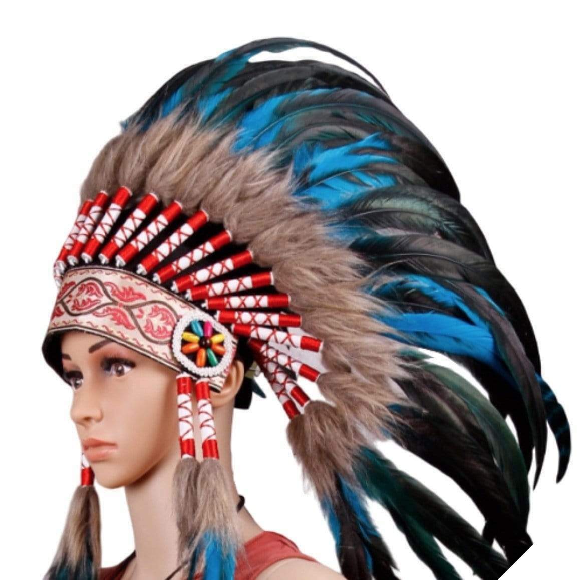 Turkis indianerhovedbeklædning 1 Turkis indianerhovedbeklædning