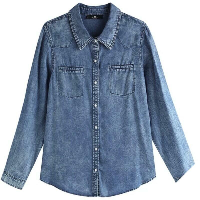 Western denimskjorte til kvinder 1 Western denimskjorte til kvinder