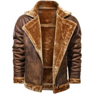 Western-jakke med pelskrave til mænd