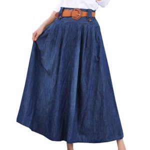Western-nederdel i lang denim