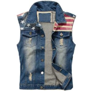 Westernjakke i denim med Usa-flag