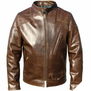 Westernjakke i slidt læder