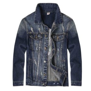 Westernjakke med broderet denim